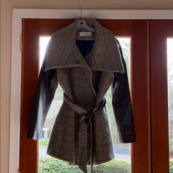 Tahari Jackets & Blazers - Tahari belted tweed jacket, snap closing.